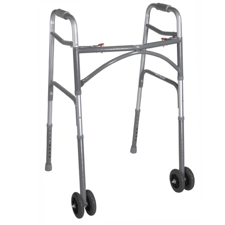 DRIVE MEDICAL Heavy Duty Bariatric Two Button Walker w/ Wheels 10220-1ww